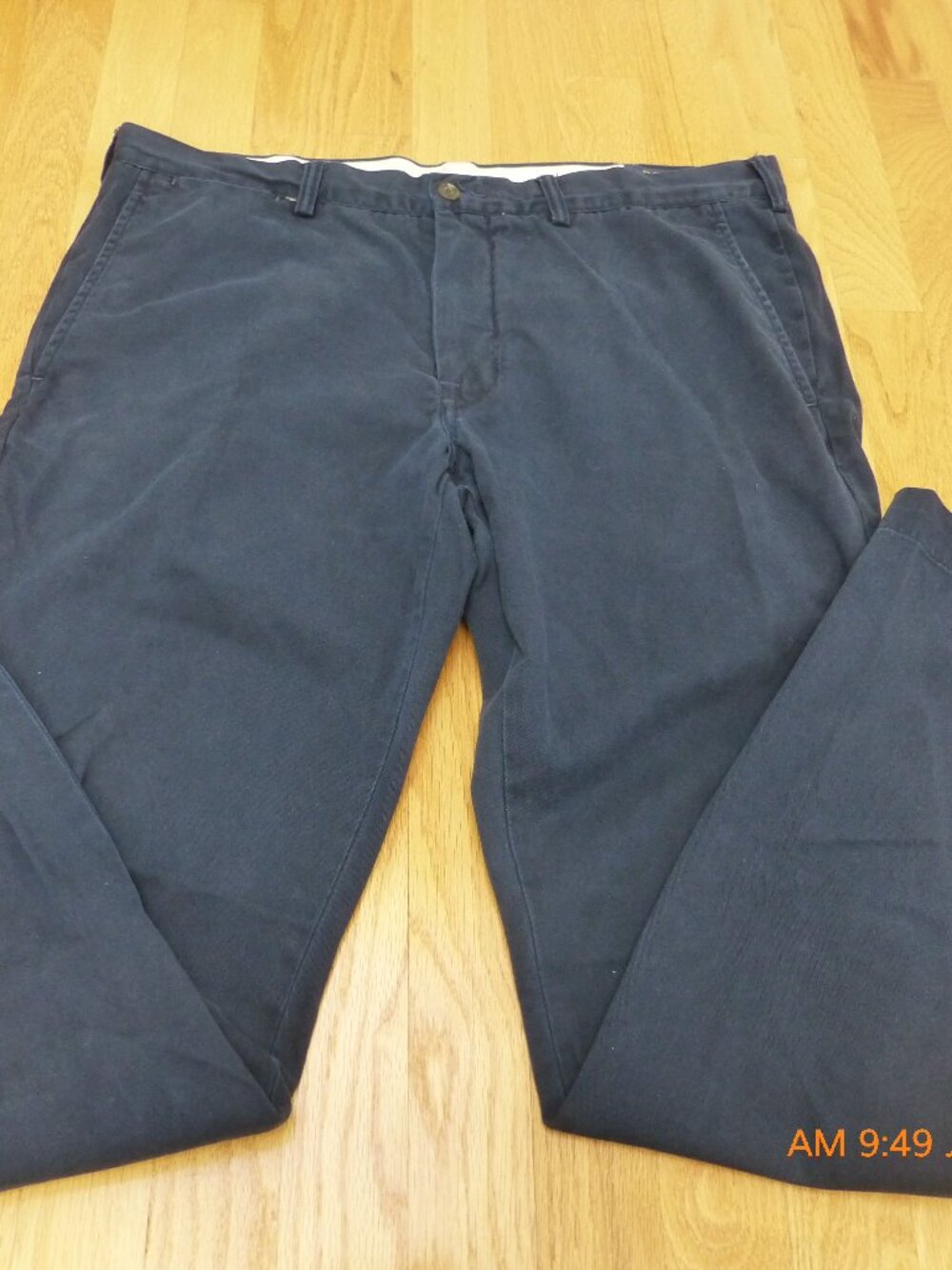 Polo Ralph Lauren Mens Flat Front Chino Pants Navy Blue 36x32 Cotton Twill Slim